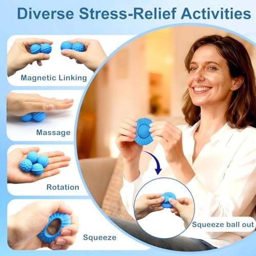 Sizobi Magnetic Fidget Balls Silicone Fidget Toys for Adults & Teens,4PCS Stress Relief Sensory Toys for Autism ADHD Anxiety,Quiet UFO Office Desk Stress Toys,Stocking Stuffers for Women Men Teen Gift - Thumbnail 3