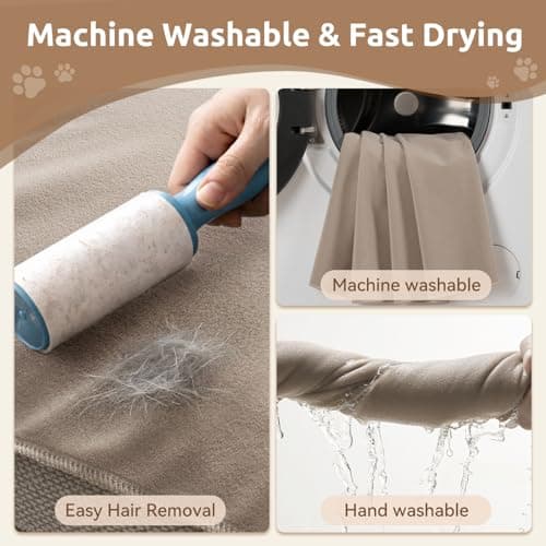 MontVoo Washable Dog Bed Cover, Absorbent Quick Dry Pet Bed Sheet, Easy Hair Removal Couch Covers for Dogs/Cats, 24x35 Inches, Waterproof PU Backing Dog Bed Mat for Car Seat, Crate, Cover Only, Beige - Thumbnail 3