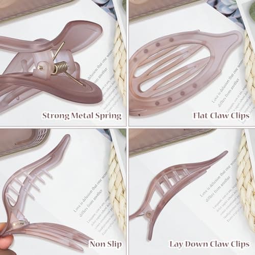 CHANDAT Flat Hair Clip 6 pcs Lay Down Claw Clips Hair Accessories for Women -Ice Cream - Thumbnail 4
