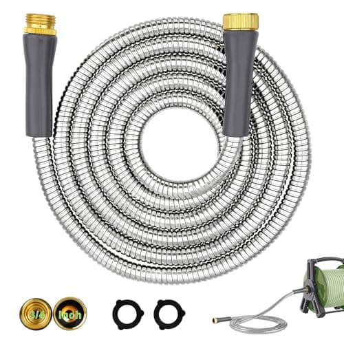 Metal Garden Hose 10FT Stainless Steel Water Hose with Metal Connector Flexible Heavy Duty Garden Hoses, Lightweight, Rust Proof, Durable Puncture Proof Water Pipe for Yard, Lawn, Outdoor, RV - Image 1
