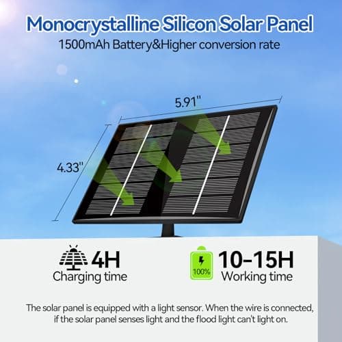 Aialun 184 LED Solar Outdoor Flood Lights,Motion Sensor Solar Powered Flood Lights 1500mAh Battery,IP65 Waterproof 3 Modes Dusk to Dawn Outside Security Lights for Porch,Yard,Garage, 2Pack - Thumbnail 3