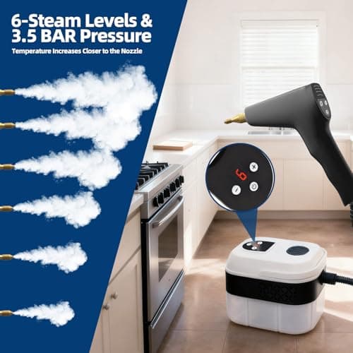 Gyrivav Steam Cleaner, Portable Steamer for Cleaning with 15pcs Accessories, 6-Level Adjustable Handle,15s Heat-Up, 1500W Pressurized Handheld Steam Cleaner for Home,Kitchen, Bathroom, Car,Tile,Grout - Thumbnail 3