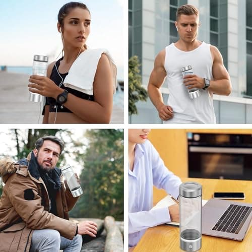 Yilooshion Hydrogen Water Bottle Generator,460mL Portable Rechargeable Hydrogen Water Ionizer aquahealth Hydrogen Water Machine with SPE/PEM Technology for Fitness Home Gift Travel Drinking (Gold) - Thumbnail 5