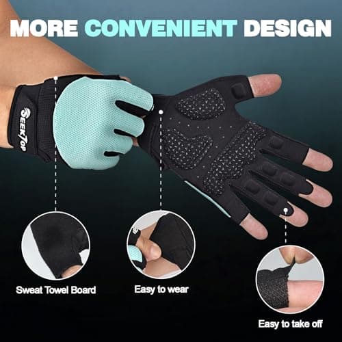Seektop Breathable Workout Gloves for Women & Men, Thick Padded Weight Lifting Gloves, Full Palm Protection, Excellent Grip for Gym Fitness and Training, Exercise, Cycling - Thumbnail 3