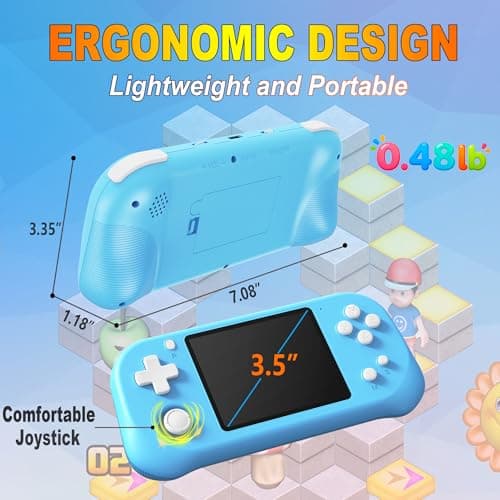 Beijue Handheld Game for Kids with 3.5'' IPS Screen 139 Preloaded 32 Bit Electronic Video Games, Portable Rechargeable Gaming Player Toy for Boys Girls Seniors Gift (Bay Blue) - Thumbnail 4