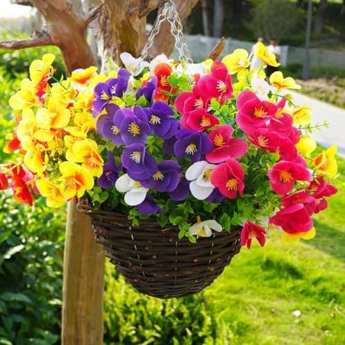 20 Pcs Artificial Flowers for Outdoor,UV-Resistant Realistic Looking Artificial Pansies, Fake Flowers for Decoration Indoor and Outdoor, Window Box, Porch, Patio, Garden,Home Decor - Year-Round Beauty - Thumbnail 2
