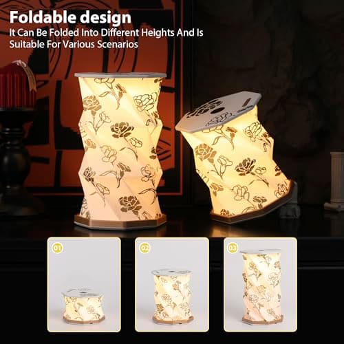 ZBOLE Birthday Flower Folding Rotating Lamp - January Carnation, Rechargeable Folding Paper Light, Elegant Gift Box – Ideal Anniversary, Birthday Gift for Women, Mom, Sister, Grandma-White - Thumbnail 4