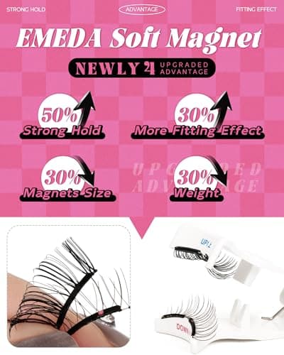 EMEDA Soft Natural Look Magnetic Eyelashes Kit, No Glue Magnetic Lashes with Applicator, Soft Magnet False Eyelashes Kit, Lightweight Natural for Sensitive Eyes, Easy Wear Magnet Lashes Gift Set - Thumbnail 4