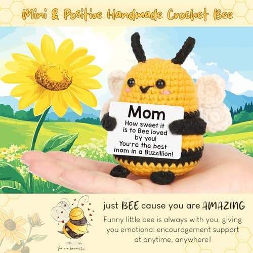 Mother Birthday Gifts for Mom from Daughter Son - Mom Gifts Mother in Law Anniversary Happy Birthday Gift Ideas for Best Moms Ever Mama Mommy, Christmas White Elephant Cute Small Crochet Bee Present - Thumbnail 4