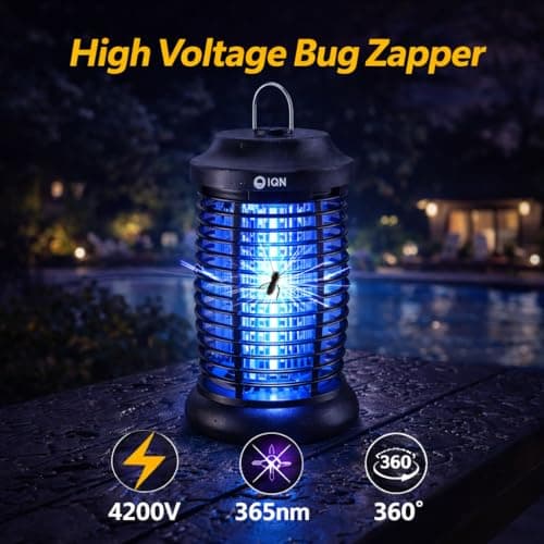 Bug Zapper Outdoor,15w Electric Mosquito Zapper with LED Light for Indoor,4200V Insect Fly Zapper Waterproof with 8.92ft Power Cord,Fly Trap Outdoor for Home,Patio,Backyard,Garden,Camping - Thumbnail 4