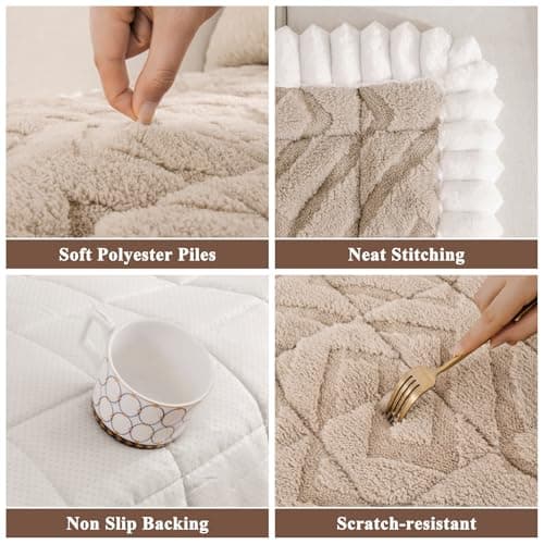 SHACOS 29.5"x72.8" Large Couch Cover for Dogs Non Slip Washable, Soft Fuzzy Pet Couch Covers for 3 Cushions Sofa, Pet-Friendly Couch Protector Sofa Pad, Brown - Thumbnail 5