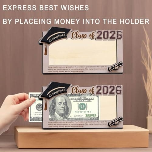 Graduation Gifts 2026 Money Holder, Wooden Graduation Money Cash Envelope Box for Class of 2026 Senior College University Graduates Student Holiday Gifts Without Tassels - Thumbnail 4