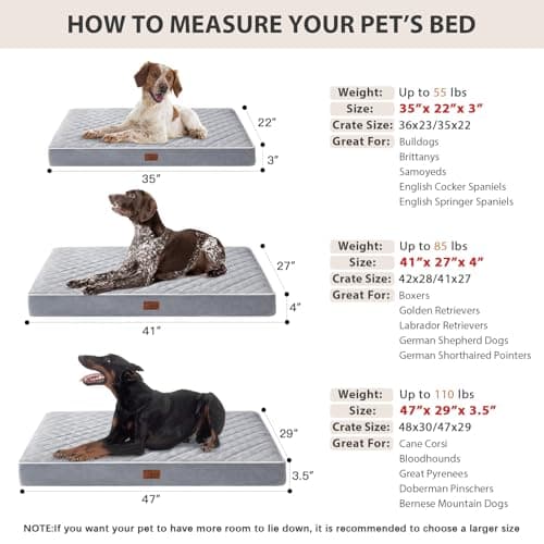 WNPETHOME Orthopedic Dog Bed for Crate, Waterproof Extra Large Dogs Bed with Removable Washable Cover, Multi-Needle Quilting Dogs Crate Beds - Thumbnail 6