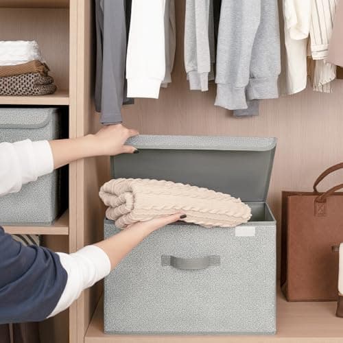 GRANNY SAYS Closet Storage Bins, Storage Boxes with Lids, Clothes Organizing Bins, Lidded Baskets for Toys, Clothing, Gray, Extra Large, 2-Pack - Thumbnail 2