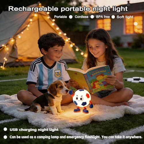 IYT Soccer Night Light for Kid,Silicone Football Lamp Rechargeable Dimmable Light Up Portable Nursery Decor Gifts for Boy Girls - Thumbnail 6