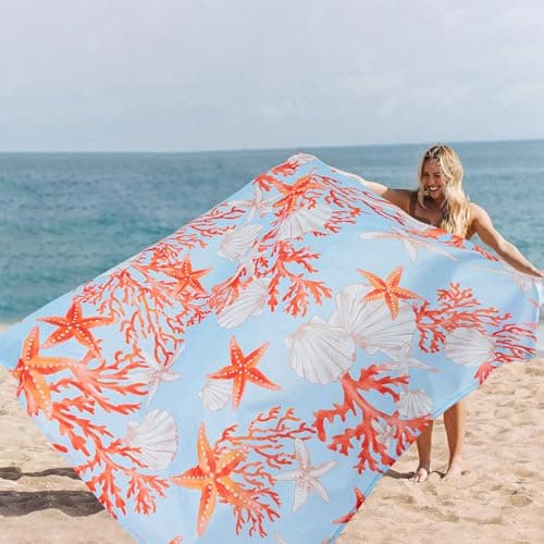 SkyNature Beach Blanket Waterproof Sandproof, 9 Ft X 10 Ft Extra Large Sand Free Beach Mat, Big Compact Lightweight Quick Drying Picnic Blanket with 4 Stakes & Pockets for Camping, Travel, Hiking - Thumbnail 5