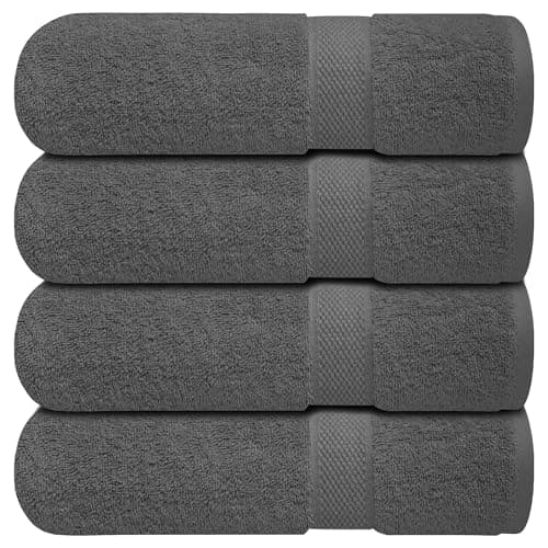Infinitee Xclusives Luxury 100% Ring-Spun Cotton Bath Towels Set of 4 (27x54 inches) – Soft, Absorbent & Quick-Drying Towels for Bathroom, Gym, Spa & Hotel Use (Shadow Grey, Bath Towels) - Image 1