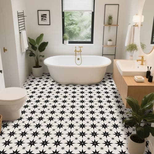 SUNPEEL Peel and Stick Floor Tiles, Vinyl Flooring Waterproof for Bathroom Kitchen Bedrooms Living Room Fireplace Wall RV (10, White, 11.8" x 11.8") - Thumbnail 6