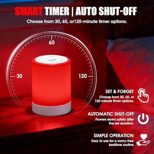 Red Light Therapy Sleep, Red Night Lights With 670nm Wavelength, Touch Control with 3 Distinct Color Modes, For Support Deep Relaxation and Improve Sleeping for Adult & Kid Bedroom, Gift - Thumbnail 5