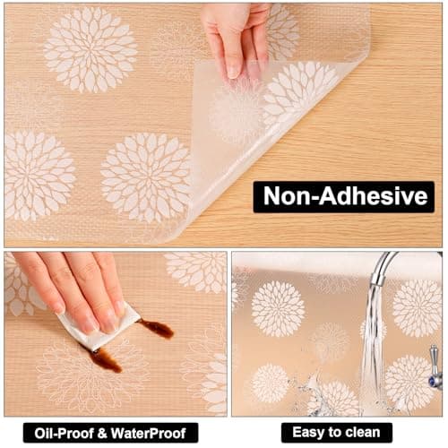Cooyes Shelf and Drawer Liners for Kitchen Cabinets, Non Adhesive Cabinet Liner, EVA Waterproof Durable Non-Slip Drawer Mats for Shelves, Refrigerator, Storage, Desks（17.5" W x 197" L） - Thumbnail 6