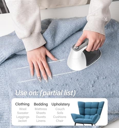 Bymore Fabric Shaver, Sweater Shaver Pill Remove Fuzz, Upgraded Efficient Lint Shaver Remover for Furniture Clothes Couch Cashmere(65mm Mesh, White) - Thumbnail 5