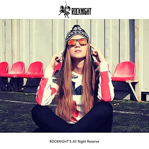 ROCKNIGHT Polarized HD Oversized Sunglasses for Women Red Reflective Sunglasses Boating Red Sunglasses Fashion Metal Frame - Thumbnail 2