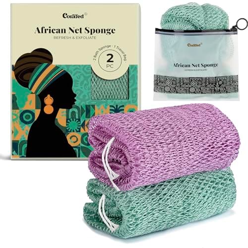 CORATED African Net Sponge with Knots Authentic, Shower Loofah Exfoliating Bath Sponge, Body Scrubber for Women and Men Daily Use Body Care, Portable Bath Accessories Gifts - Image 1