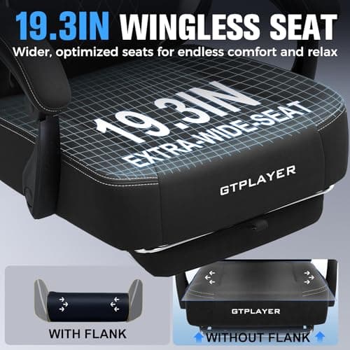 GTPLAYER Big and Tall Gaming Chair Breathable Fabric Computer Chair with Strong Lumbar Support, Comfortable Office Chairs with Pocket Spring Cushion, High Back Ergonomic Desk Chairs with Footrest - Thumbnail 4