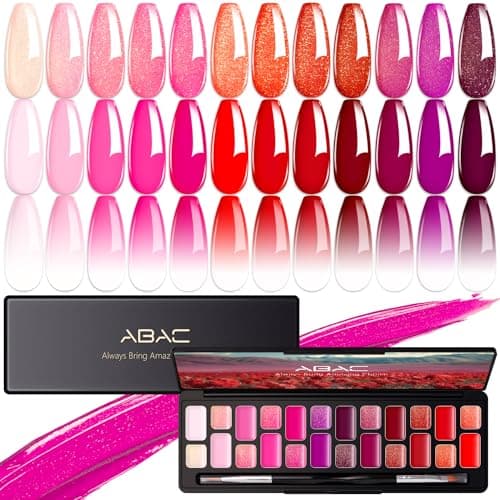 ABAC Solid Gel Nail Polish,Ombre Gel Nail Polish,Pat Paint Nail Gel,Spring&Summer Hema-free Soak Off 24 Color Gel Polish Kit with Double-Ended Nail Art Brush for Salon and Nail Art DIY at Home