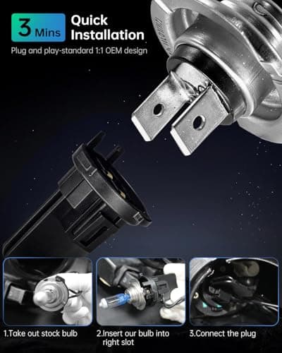 littlelucky H7 Halogen Bulbs, 3800k Warm White Light, 300% Brighter, High Performance 12V/55w Halogen Light for Fog Light, High/Low Beam Replacement Bulb, 1200H Lifespan, Plug&Play 2 Pack - Thumbnail 6