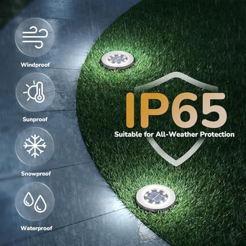 INCX 4.6 inch Solar Lights Outdoor Waterproof,12 Pack Solar Lights for Outside, Solar Garden Lights Landscape Lighting for Patio Pathway Lawn Yard Deck Driveway Walkway, Cold White - Thumbnail 3