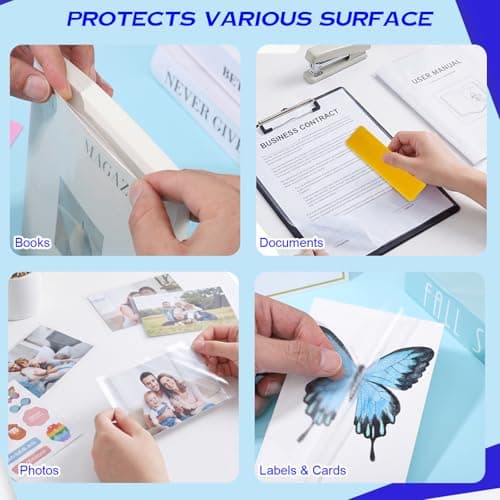 WSICSE 4 Rolls Clear Contact Paper, 13.5 in x 5 ft Clear Self Adhesive Book Covers Protective Paper Protector for Books Crafts Textbook Documents Home Decor - Thumbnail 5