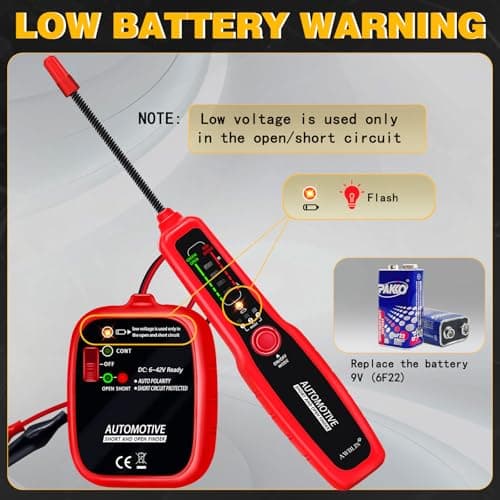 AWBLIN Wire Tracer Automotive Electrical Open & Short Finder Circuit Tester Wire Breaker Finder Fault Probe Cable Tracker Electrical DC 6-42V - Thumbnail 6
