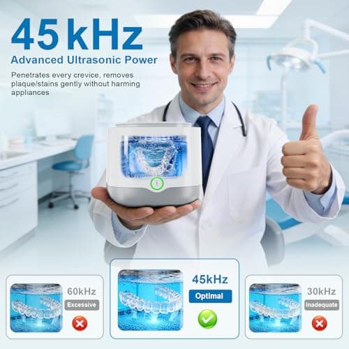 OnBeam Ultrasonic Retainer Cleaner, 45kHz Retainer Cleaner Machine 4000mAh for Denture, Night Guard, Mouth Guard, Aligner, Brace 24W Dental Cleaning Pod with 4 UV Lights, 200ml Multiple Cleaning Modes - Thumbnail 2