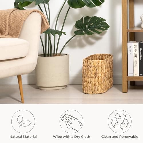 StorageWorks Toilet Paper Storage, Toilet Paper Storage Holder for 6 Regular Rolls, Wicker Basket for Bathroom, Natural Water Hyacinth - Thumbnail 4