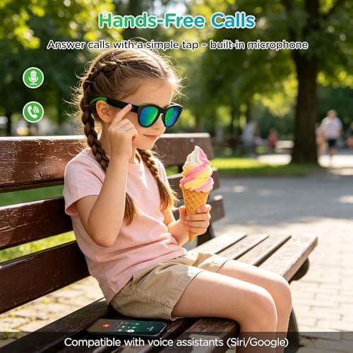aiomoar Smart Bluetooth Sunglasses for Kids, Polarized UV Protection, Open Ear Audio, Hands-Free Calls (Red) - Thumbnail 5