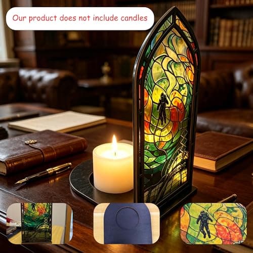 IlyraNovix Stained Glass Book Nook Candle Holder - Thumbnail 2