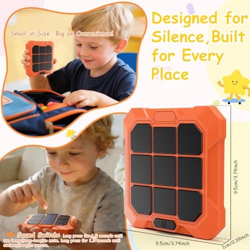 VDPDO Tic Tac Toe Game, 6-in-1 Electronic Tic Tac Toe with Mute & Rechargeable - Handheld Travel Board Game for Kids Ages 4+, Adults, Family - Educational Learning Toy for Boys Girls, Orange - Thumbnail 5