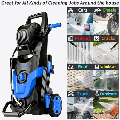 2026Upgraded Pressure Washer 4800PSI w/4 Quick Connect Nozzles, Inlet Hose & Filter&500ML Soap Tank, High Cleaning Machine for Cars/Fences/Driveways/Patios/Home Cleaning,Blue - Thumbnail 4