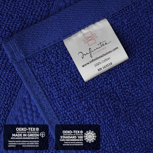 Infinitee Xclusives Hand Towels for Bathroom - Set of 6 (16x28 inches) 600 GSM, 100% Cotton Ultra Soft, Quick Drying, Hotel Quality Hand Towel Set (Tranquil Navy) - Thumbnail 5