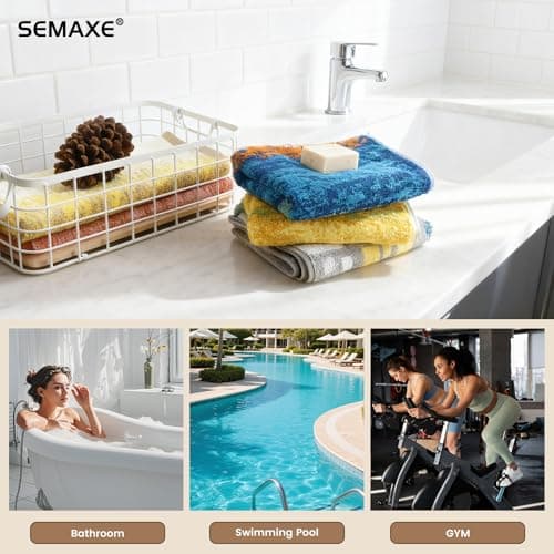 SEMAXE Hand Towels for Bathroom, 100% Cotton Towels with Hanging Loops, Soft and Absorbent, 4 Pack Hand Towel Set for Gym, Shower, Hotel and Spa, Decorative Checkered Towel - Thumbnail 6