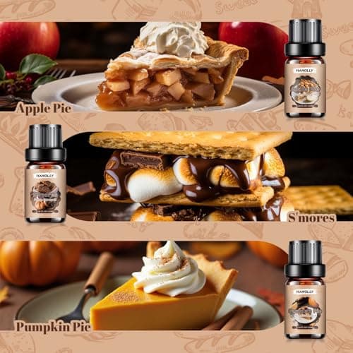 Bakery Essential Oils Set，Premium Fragrance Oil for Diffusers, Scented Oils for Soap & Candle Making, Pumpkin Pie, Apple Pie, S'Mores, Red Velvet Cake, Strawberry Shortcake,Glazed Donut - Thumbnail 3