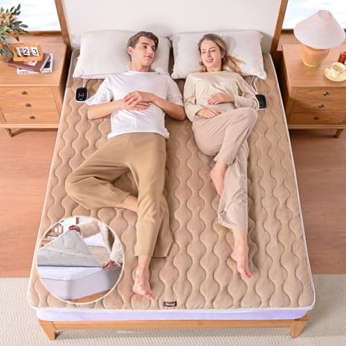 Bearhug Heated Mattress Pad Queen Size 60"x80" with Zippered Detachable Cover, Dual Control Electric Bed Warmer Machine Washable with 10 Heat Settings & 12H Auto Off Winter Essentials - Image 1