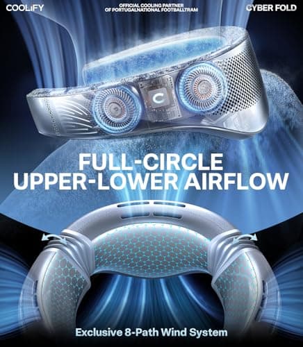 TORRAS COOLiFY Cyber Fold AI Neck Air Conditioner, Ultimate Cooling Max Cooling Area Neck Fan, Adjustable Strong Wind Neck Cooler for Neck & Face, Rechargeable Portable for Travel Outdoor, Titanium - Thumbnail 4