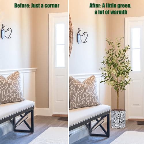 5ft Artificial Olive Trees Indoor, Faux Olive Tree 5 Feet Fake Plants with Realistic Leaves Olive Silk Tree Home Bedroom Housewarming Gifts - Thumbnail 4