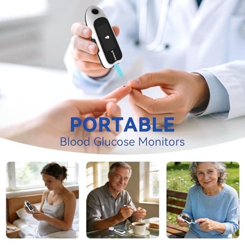 Metene S Blood Glucose Monitor Kit, Blood Sugar Testing Kit With 50 Test Strips & 50 Lancets & Control Solution, No Coding 0.7μl Blood, 7s Fast Reading, 150 Data Storage, Diabetes Testing Kit - Thumbnail 6