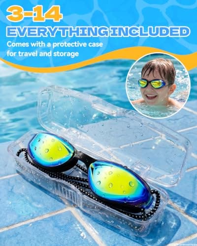 Aegend Swim Goggles Kids 3-14 Anti-Fog Leak-Proof Pool Beach Vacation - Thumbnail 5