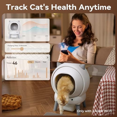 Automatic Litter Box, ZHMZ Self Cleaning Litter Box for Multiple Cats, Large Space Auto Robot with Dual Safety Sensors, Odor-Control with Mat and 2 Roll Garbage Bags - Thumbnail 6