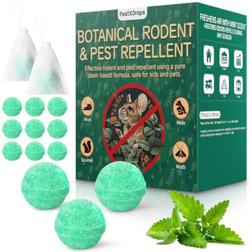 Rodent Mouse Repellent Balls 14 Pack, Moth Balls for Rodents Mouse Deterrent, Peppermint Oil Pest Control for Rodents, Squirrels, Skunk, Mole, Gopher, Pets Safe, Indoor and Outdoor Use - Image 1