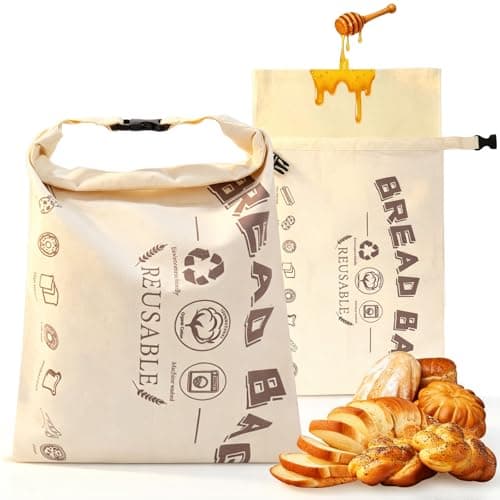 2 Pack Beeswax Bread Bags for Sourdough Homemade Bread, XL Cotton Linen Sourdough Reusable Natural Beeswax Bread Storage Bag, Keep Fresh and Upgraded Large Capacity Portable 17"×13" - Image 1